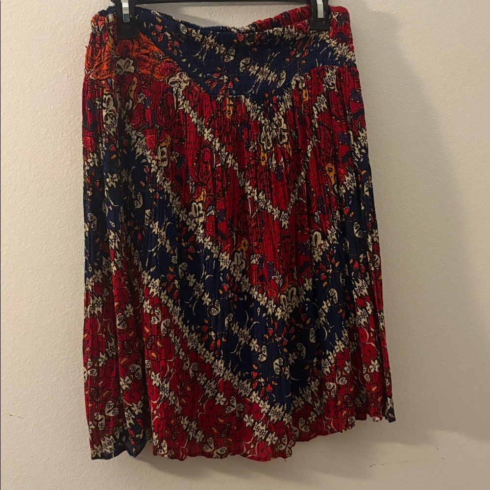 Red and Blue Floral Skirt